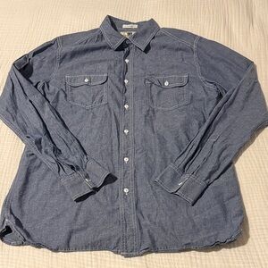 Men's Club Room fitted Denim Button-Up Shirt - Blue 100% Cotton, sz M